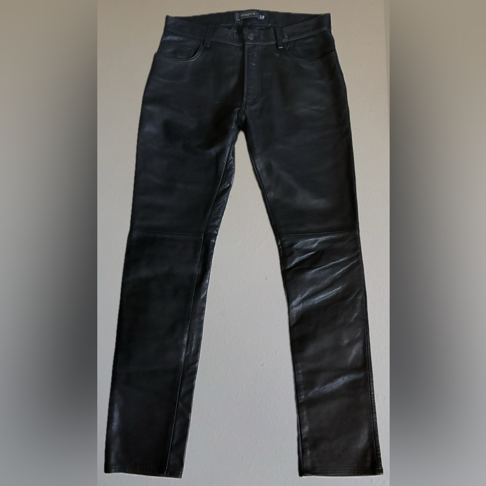 GAP Unisex Black Straight Leg Leather Pants